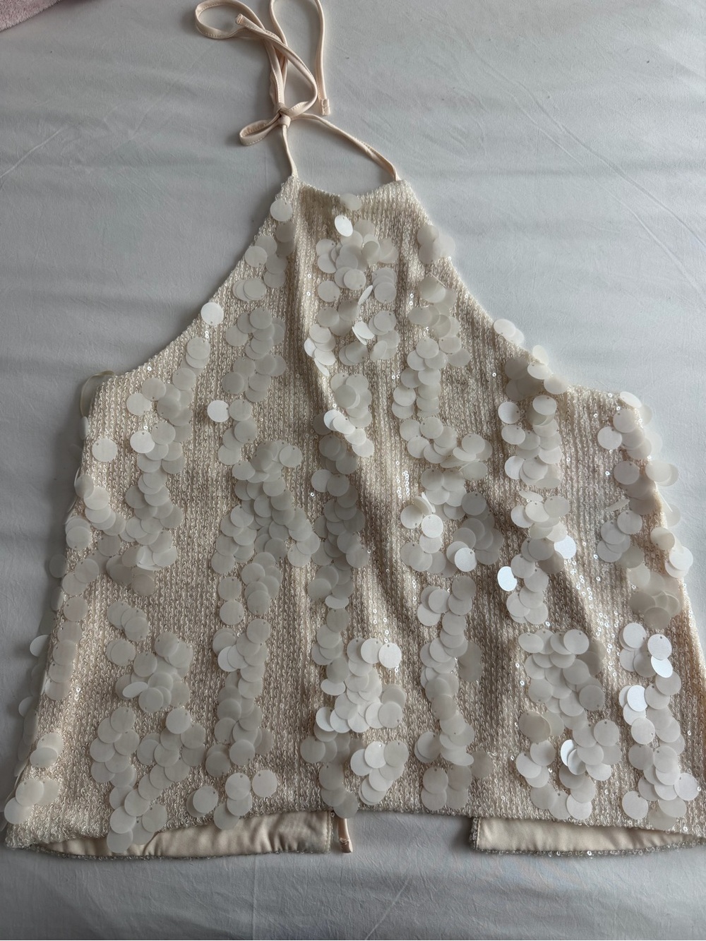 Edikted Cream Sequin Halter Camisole